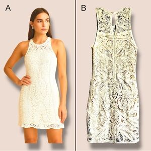 Bar III White Lace Chemise with Floral Pattern